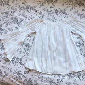 Silky White Bell Sleve Blouse